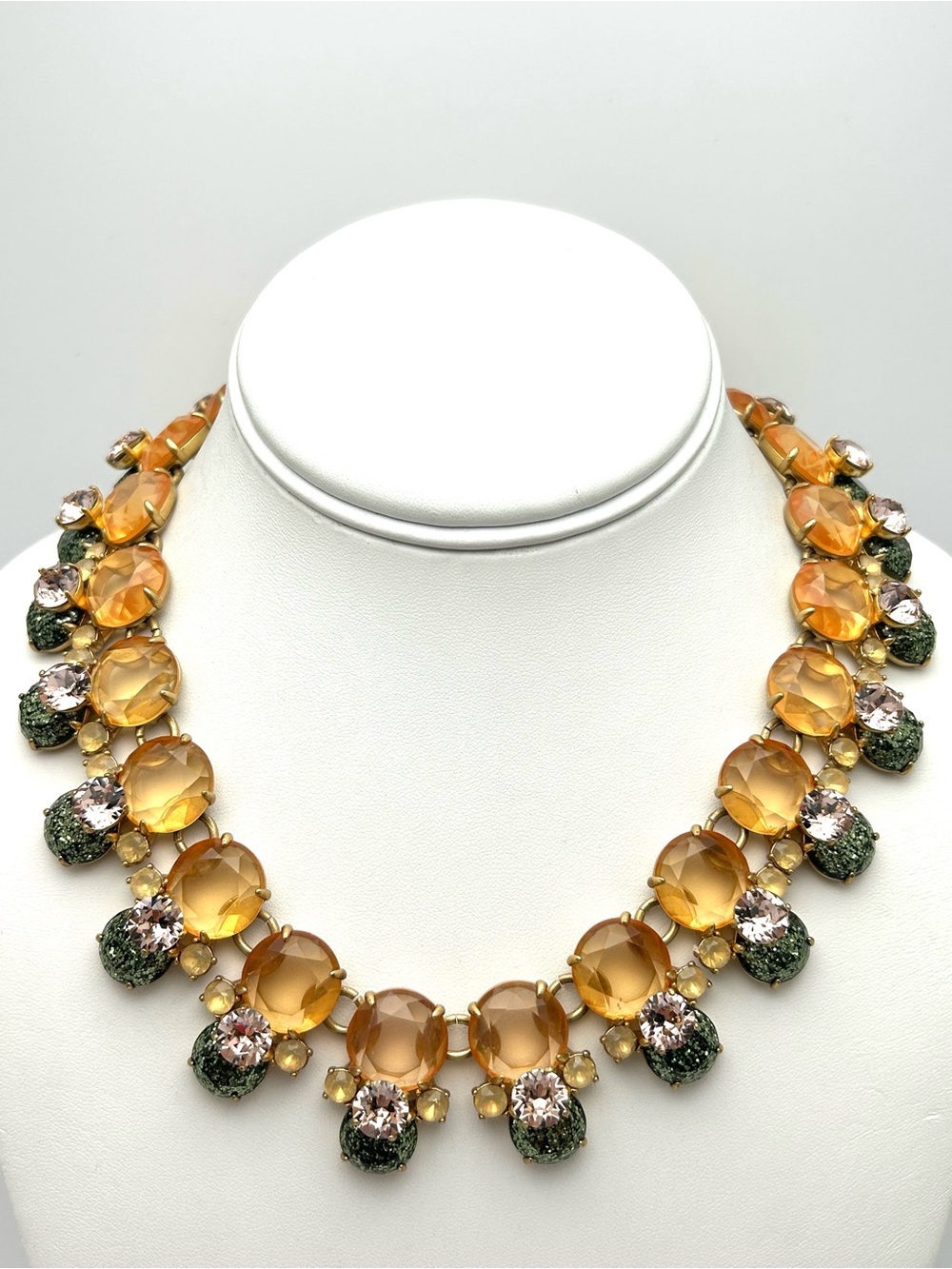 J. Crew Peach/Gold Green Glitter Necklace